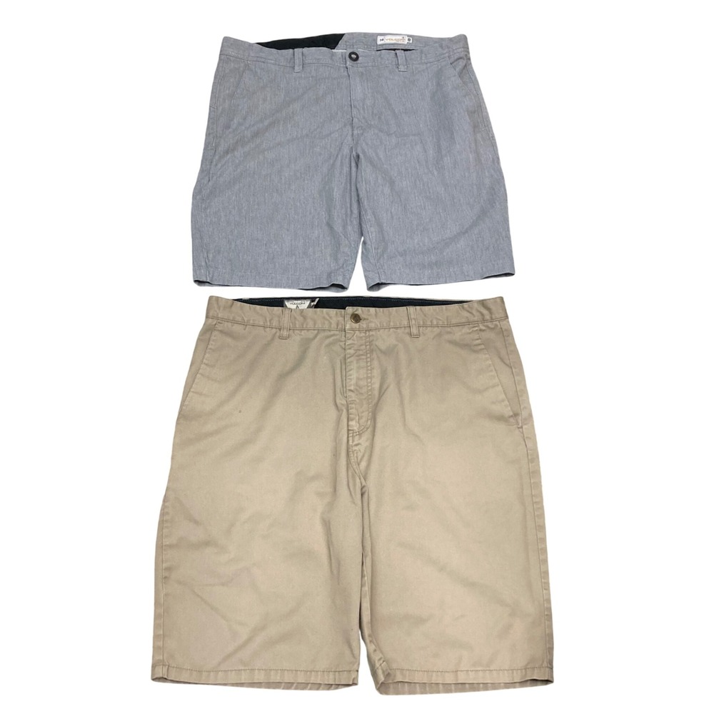 Volcom Mens Chino Shorts Khaki Tan / Heather Grey Size 38 Skate Walk Shorts